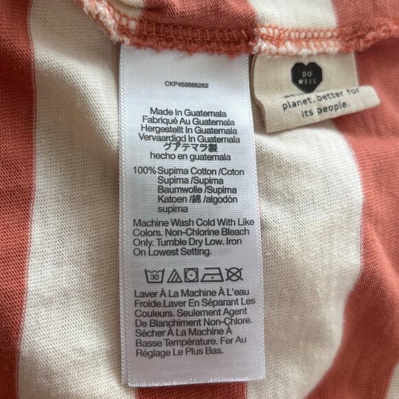 MADEWELL Womens Short Sleeve T Shirt Peach Cream Stripe Sz XS 100% Supima Cotton - Picture 5 of 5